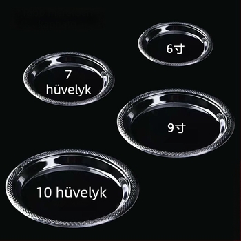 Egyszer használatos műanyag tányérok, átlátszóak, vastagítottak, nagy méretűek – háztartási használatra, piknikhez, büféhez, gyümölcsökhöz és desszertekhez