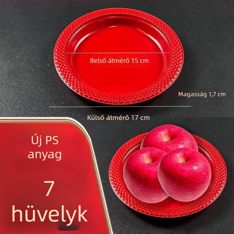 Egyszer használatos műanyag tányérok, átlátszóak, vastagítottak, nagy méretűek – háztartási használatra, piknikhez, büféhez, gyümölcsökhöz és desszertekhez