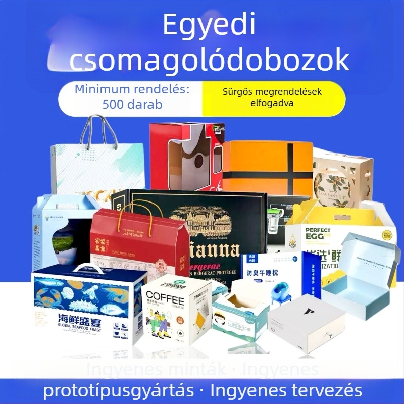 Kozmetikai csomagoláshoz készült testreszabható doboz ezüst karton felülettel, színes doboz, fehér karton doboz, dupla betétes doboz, hullámkarton repülő doboz, papírtáska, logó nyomtatás