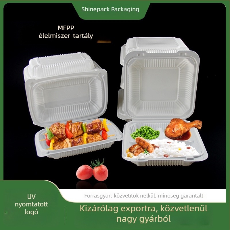 Egyszer használatos ebédes doboz rekeszekkel, műanyag gyorséttermi doboz, hamburgeres doboz, több rekeszes ebédes doboz kereskedelmi használatra
