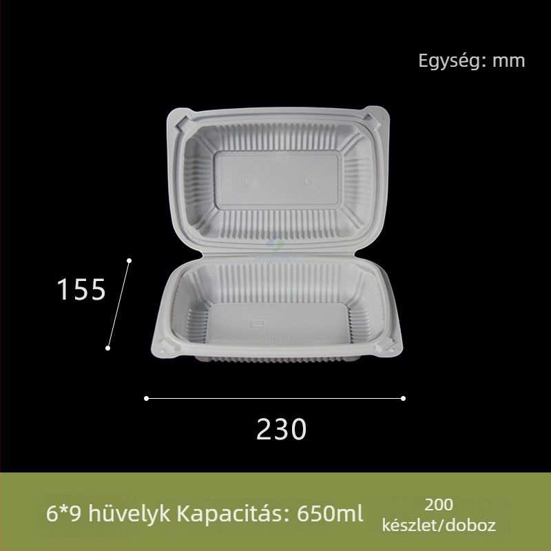 Egyszer használatos ebédes doboz rekeszekkel, műanyag gyorséttermi doboz, hamburgeres doboz, több rekeszes ebédes doboz kereskedelmi használatra