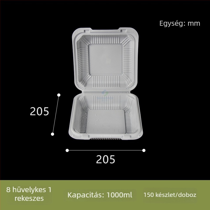 Egyszer használatos ebédes doboz rekeszekkel, műanyag gyorséttermi doboz, hamburgeres doboz, több rekeszes ebédes doboz kereskedelmi használatra