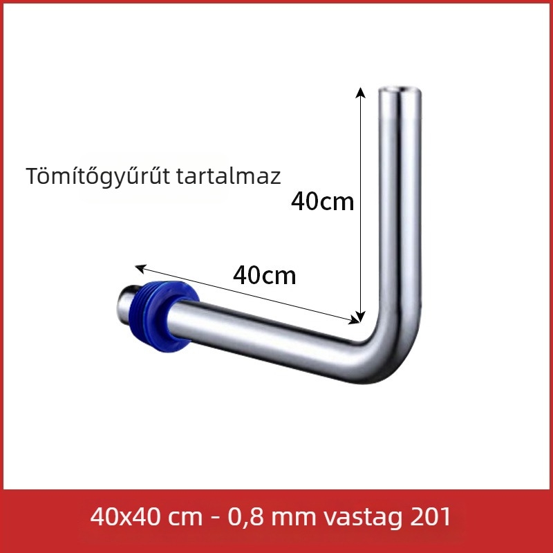 32 mm-es kocka vécé öblítőcső, 304 rozsdamentes acélból, L alakú csatlakozócső, hosszabb öblítőcső pedálos szeleppel