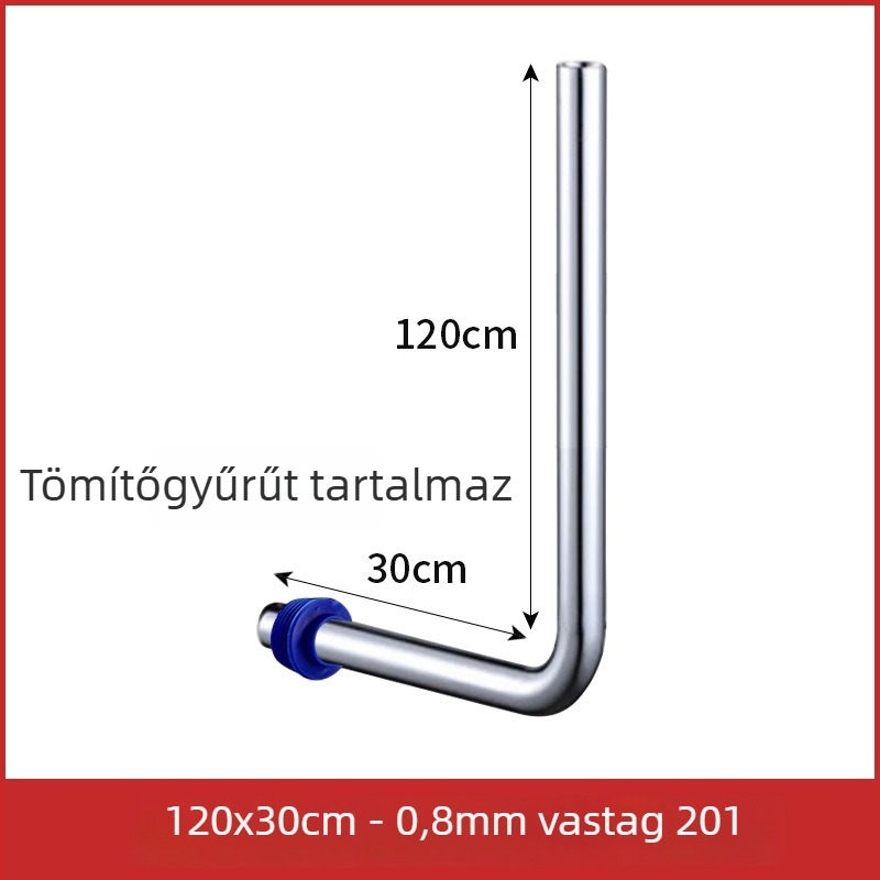 32 mm-es kocka vécé öblítőcső, 304 rozsdamentes acélból, L alakú csatlakozócső, hosszabb öblítőcső pedálos szeleppel