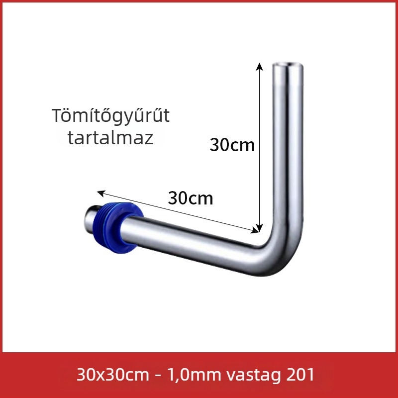 32 mm-es kocka vécé öblítőcső, 304 rozsdamentes acélból, L alakú csatlakozócső, hosszabb öblítőcső pedálos szeleppel