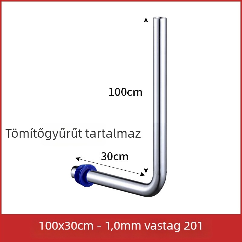 32 mm-es kocka vécé öblítőcső, 304 rozsdamentes acélból, L alakú csatlakozócső, hosszabb öblítőcső pedálos szeleppel