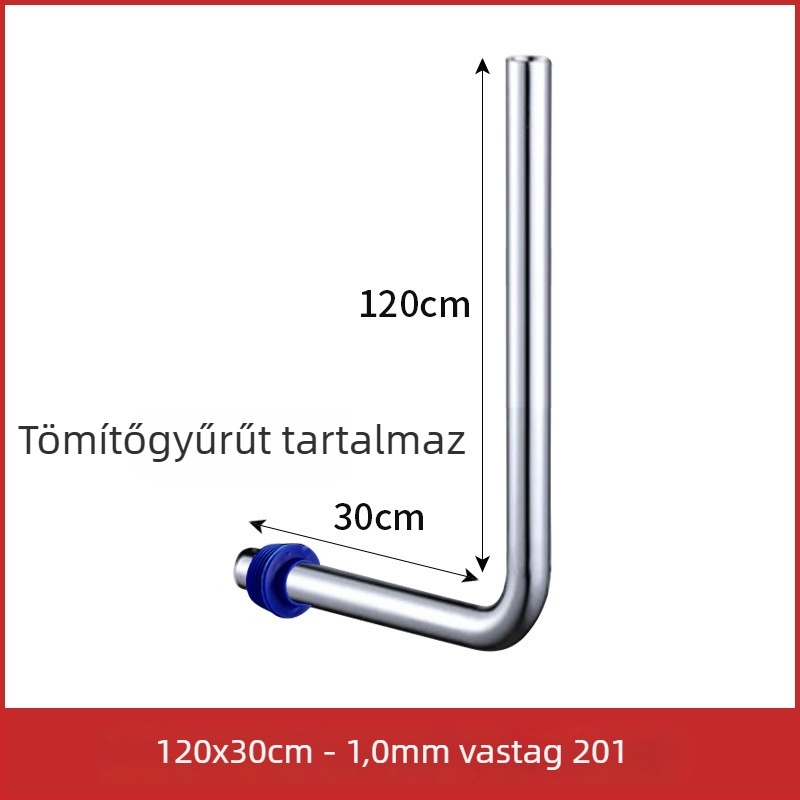 32 mm-es kocka vécé öblítőcső, 304 rozsdamentes acélból, L alakú csatlakozócső, hosszabb öblítőcső pedálos szeleppel