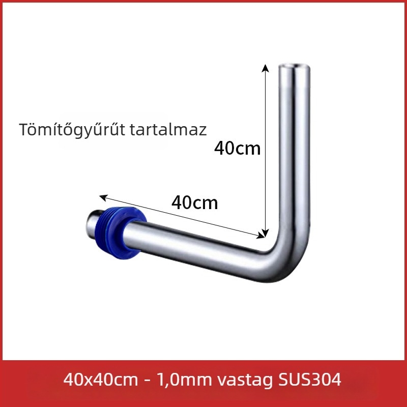 32 mm-es kocka vécé öblítőcső, 304 rozsdamentes acélból, L alakú csatlakozócső, hosszabb öblítőcső pedálos szeleppel