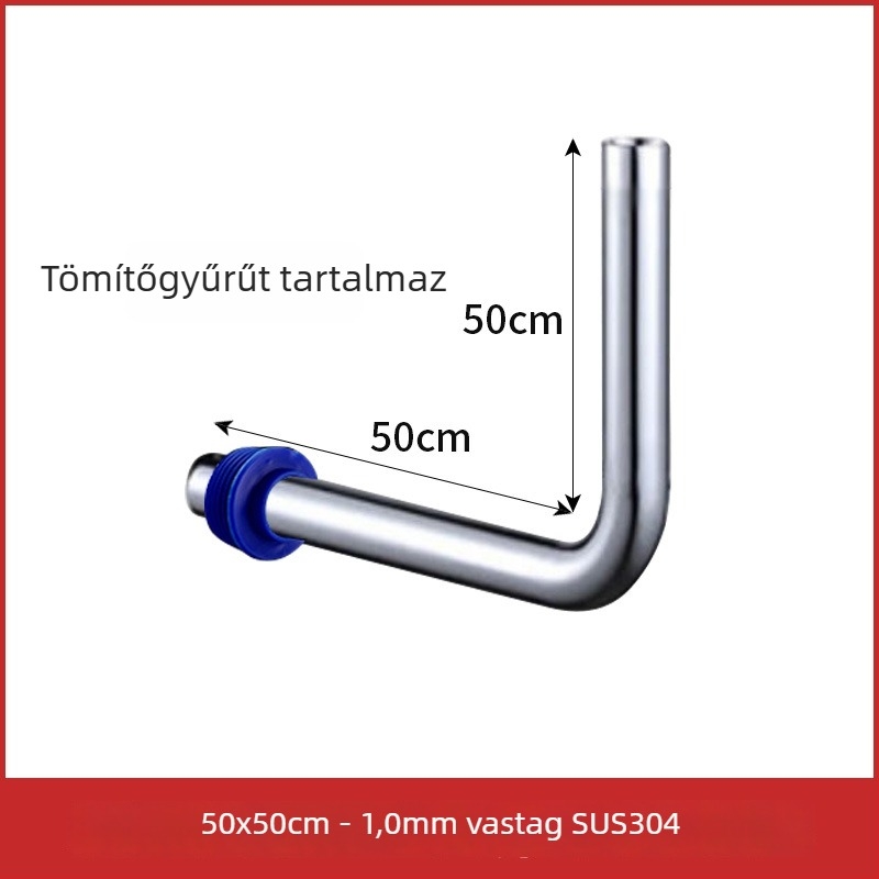 32 mm-es kocka vécé öblítőcső, 304 rozsdamentes acélból, L alakú csatlakozócső, hosszabb öblítőcső pedálos szeleppel