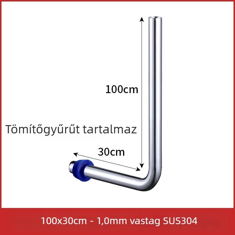 32 mm-es kocka vécé öblítőcső, 304 rozsdamentes acélból, L alakú csatlakozócső, hosszabb öblítőcső pedálos szeleppel