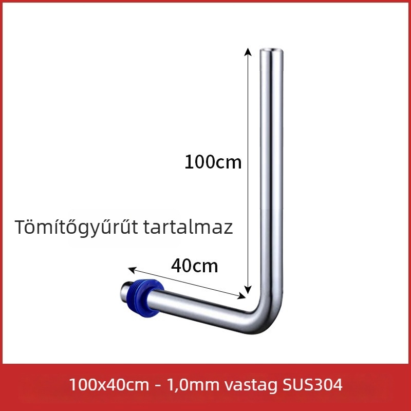 32 mm-es kocka vécé öblítőcső, 304 rozsdamentes acélból, L alakú csatlakozócső, hosszabb öblítőcső pedálos szeleppel