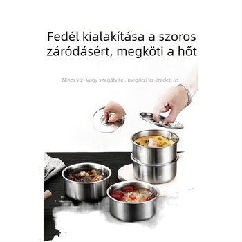 304 rozsdamentes acélból készült pároló tál fedővel, babák számára készült ételekhez, párolt tojásos puding és gulyás tál