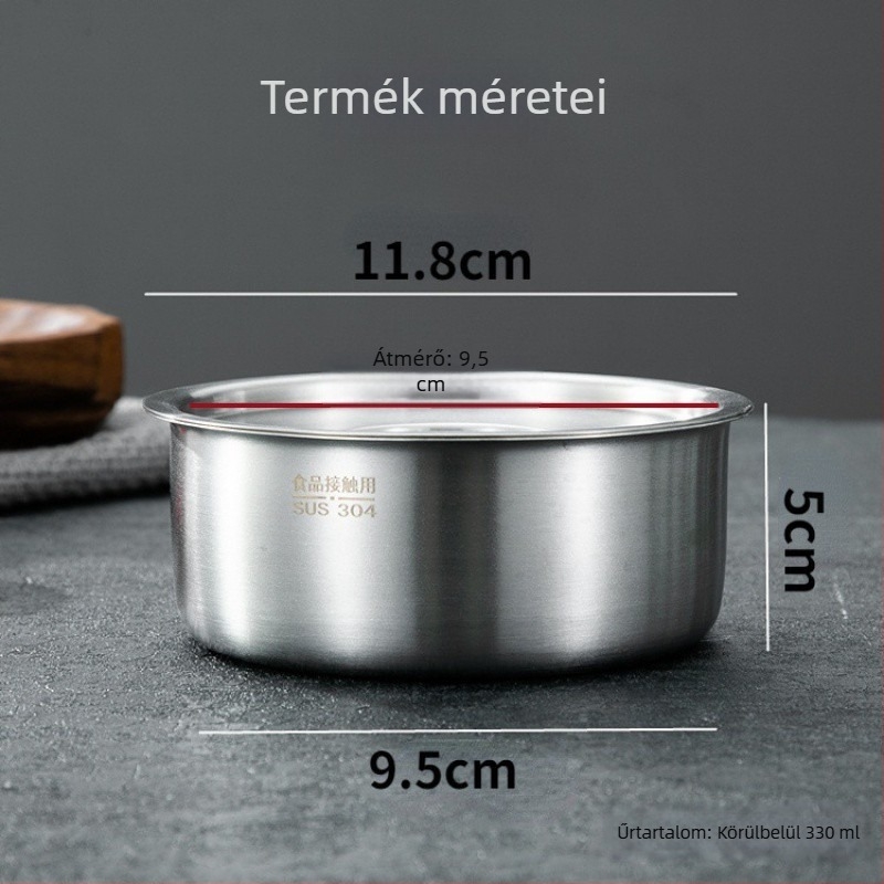 304 rozsdamentes acélból készült pároló tál fedővel, babák számára készült ételekhez, párolt tojásos puding és gulyás tál