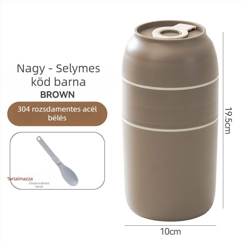 304 rozsdamentes acél izolált ebédes doboz leveses pohárral, hordozható, 800–1000 ml, mikrohullámú sütőben használható