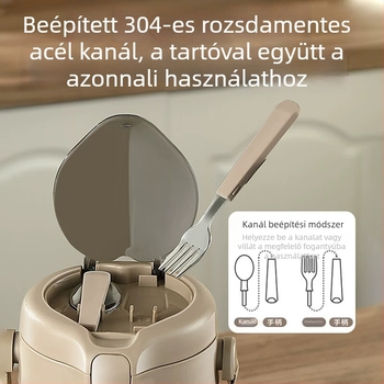 Téli melegen tartó ebéddoboz, 24 órás hőtartás, nagy kapacitás, hordozható ebéddoboz munkahelyre és iskolába
