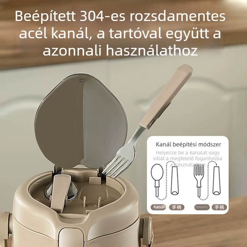 Téli melegen tartó ebéddoboz, 24 órás hőtartás, nagy kapacitás, hordozható ebéddoboz munkahelyre és iskolába