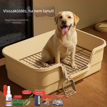 Extra nagy kutyatoalett antisplash védelemmel, magas kerítéssel és acélhálós ürítőfelülettel kisméretű kutyáknak