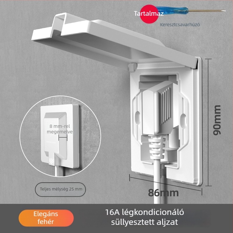 86-os típusú ötlyukú rejtett falba épített aljzat, vízálló hűtőszekrényhez