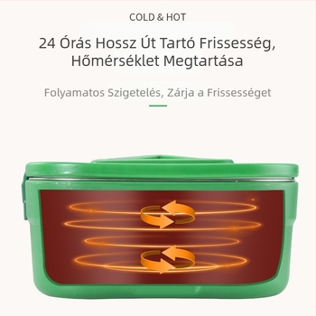 Háromrészes szigetelt ebédkészlet négyzet alakú edényekkel, kültéri használatra, meleg és hideg kettős használat