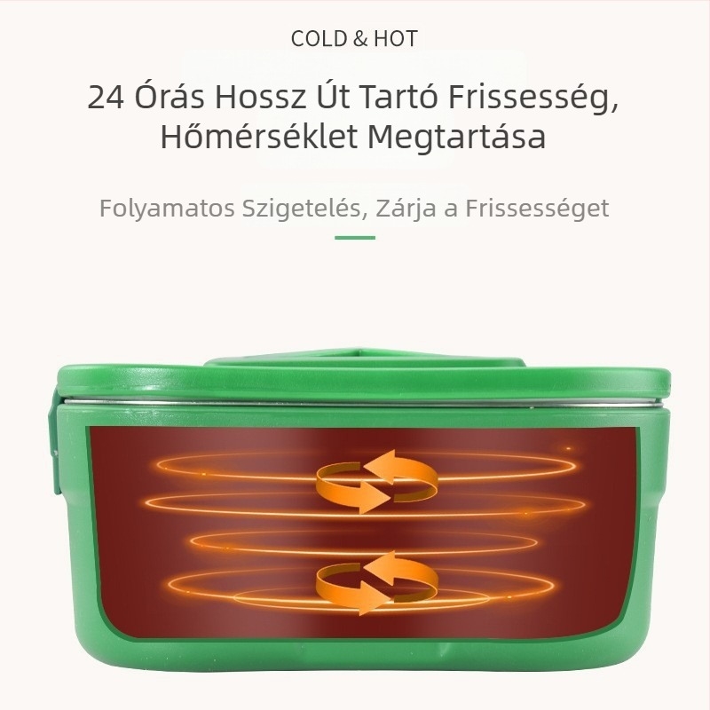 Háromrészes szigetelt ebédkészlet négyzet alakú edényekkel, kültéri használatra, meleg és hideg kettős használat