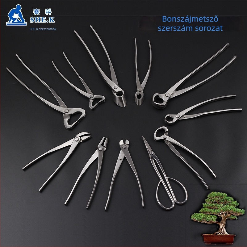 Rozsdamentes acél gömbcsuklós metszőolló bonsai formázáshoz – ágak, gyökerek, levelek és rügyek vágására
