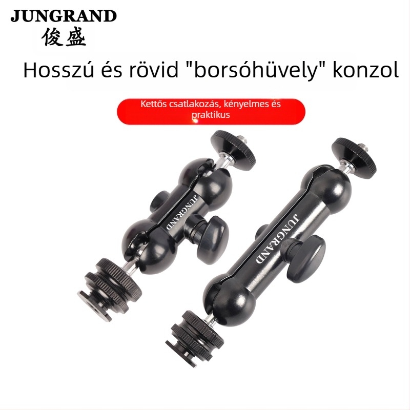 Fém, borsóhéj alakú nehéz felépítésű csipesz, univerzálisan állítható tartó fotómonitorhoz, hosszú és rövid kivitel, forró cipőhöz