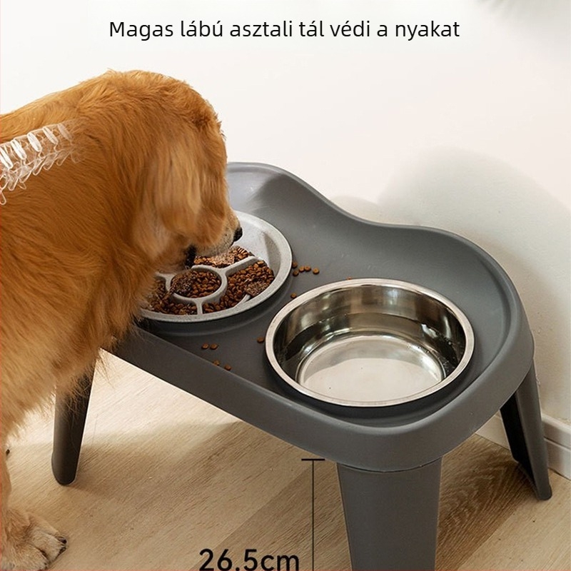 Emelt, dupla kutyatál – összecsukható állvánnyal, etetőtál Golden Retrievernek és nagytestű kutyáknak