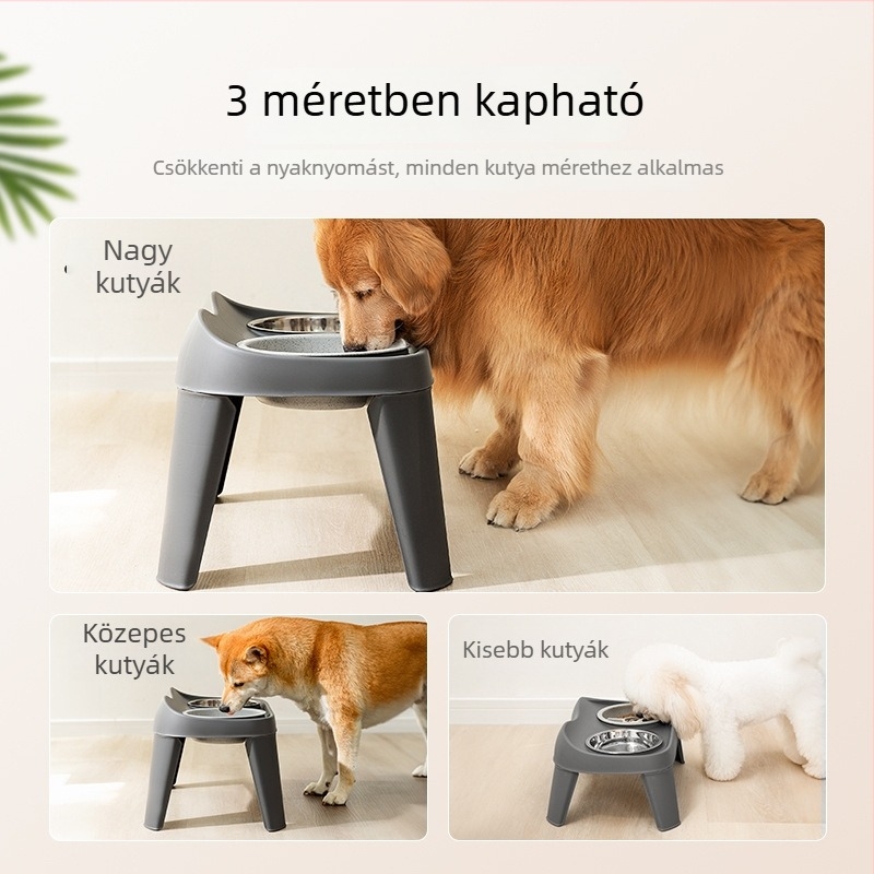 Emelt, dupla kutyatál – összecsukható állvánnyal, etetőtál Golden Retrievernek és nagytestű kutyáknak