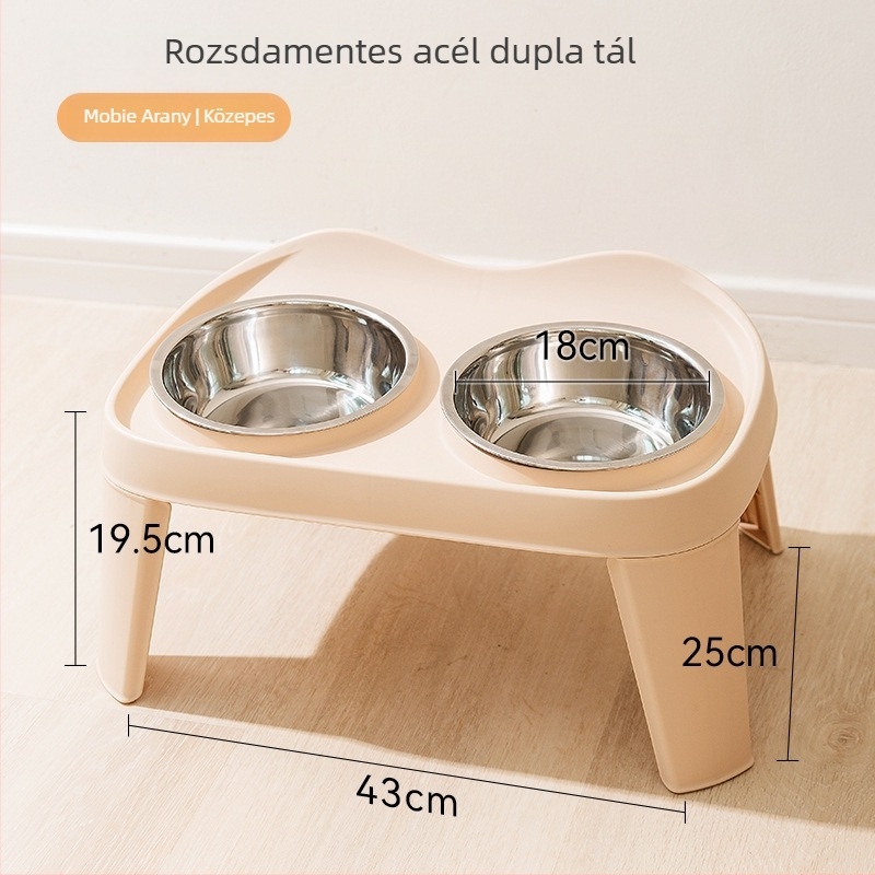 Emelt, dupla kutyatál – összecsukható állvánnyal, etetőtál Golden Retrievernek és nagytestű kutyáknak