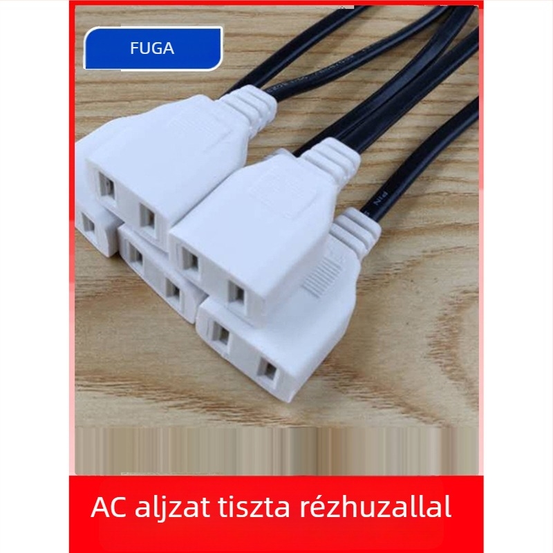 Tiszta rézből készült tápkábel, nemzeti szabvány szerint, kétlyukas női csatlakozóval, két sík érintkezővel és energiafelügyeleti aljzattal