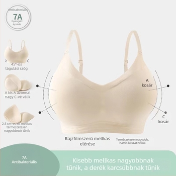 Varrás nélküli melltartó kis méretű mellekhez, párnázott, emel és összegyűjt, lélegző és kényelmes, mellény-stílusú hátzáras fehérnemű nőknek, rajzfilmszerű mintával
