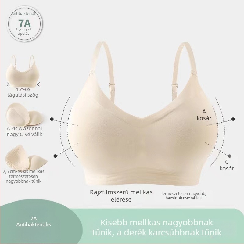 Varrás nélküli melltartó kis méretű mellekhez, párnázott, emel és összegyűjt, lélegző és kényelmes, mellény-stílusú hátzáras fehérnemű nőknek, rajzfilmszerű mintával