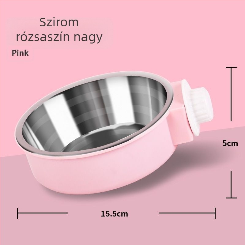 Rozsdamentes acélból készült háziállat tál — egyetlen tál ételnek és víznek macskáknak és kutyáknak, függő vagy rögzített tartóval.
