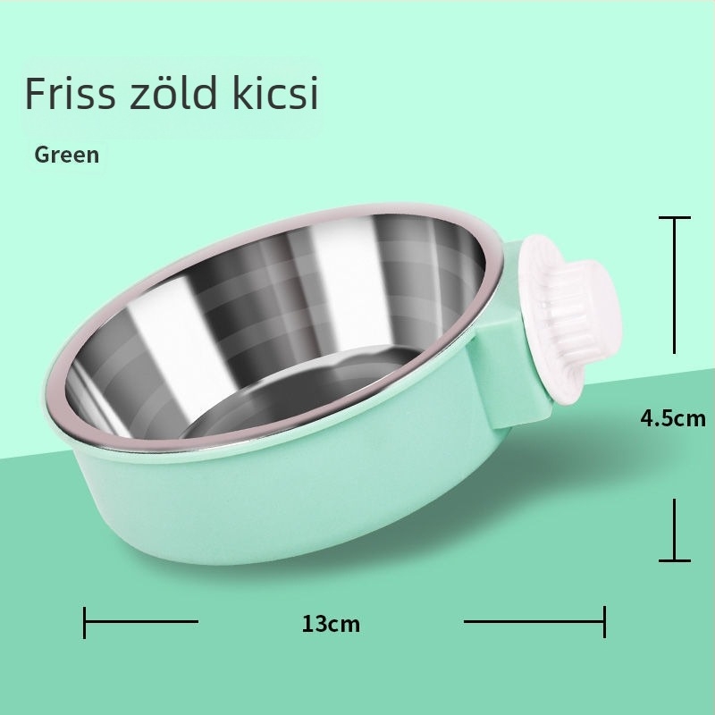 Rozsdamentes acélból készült háziállat tál — egyetlen tál ételnek és víznek macskáknak és kutyáknak, függő vagy rögzített tartóval.