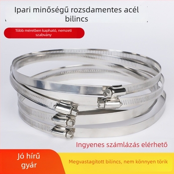 201 rozsdamentes acél tömlő- és csőbilincs, alkalmas víz- és gázvezetékekhez, erős, méret-tartomány 10–130 mm