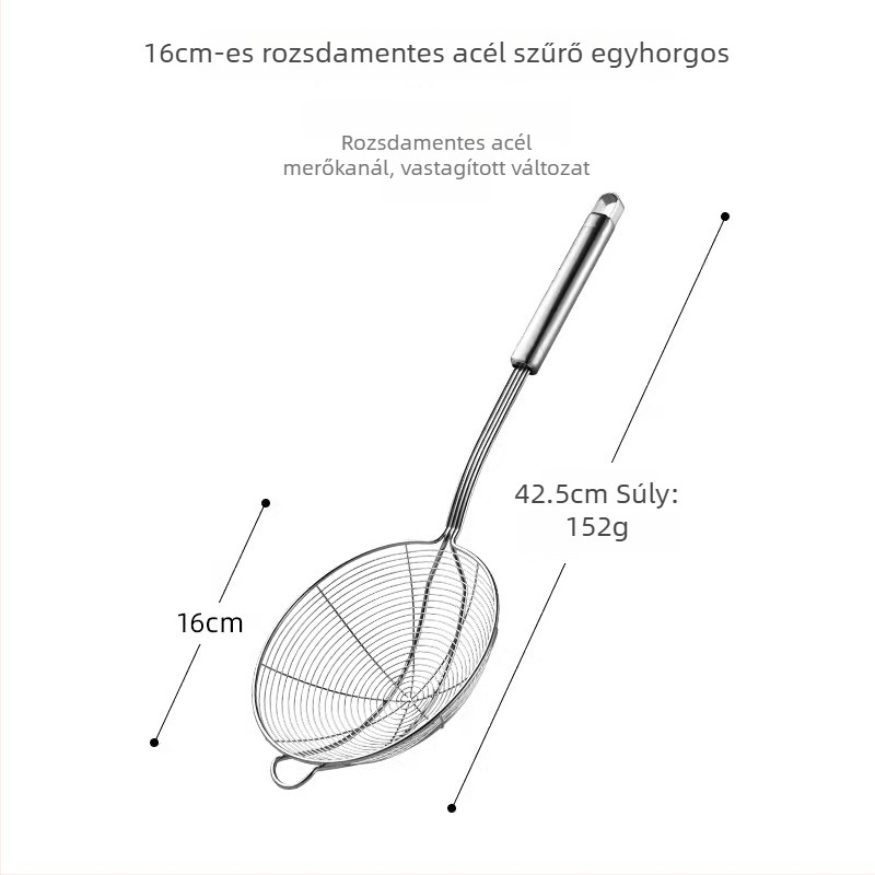 Vastagított rozsdamentes acélból készült szűrőedény fazékhoz, konyhai hálószűrő tészta sütéséhez