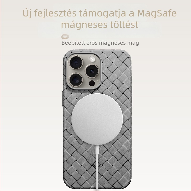Ultra vékony TPU tok iPhone-hoz hőelvezetéssel, szövött mintázat textúrával, mágneses rögzítés, ütésálló védelem