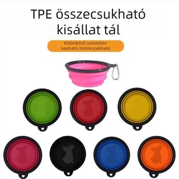 Összecsukható etetőtál macskáknak és kutyáknak – hordozható kültéri szilikonból