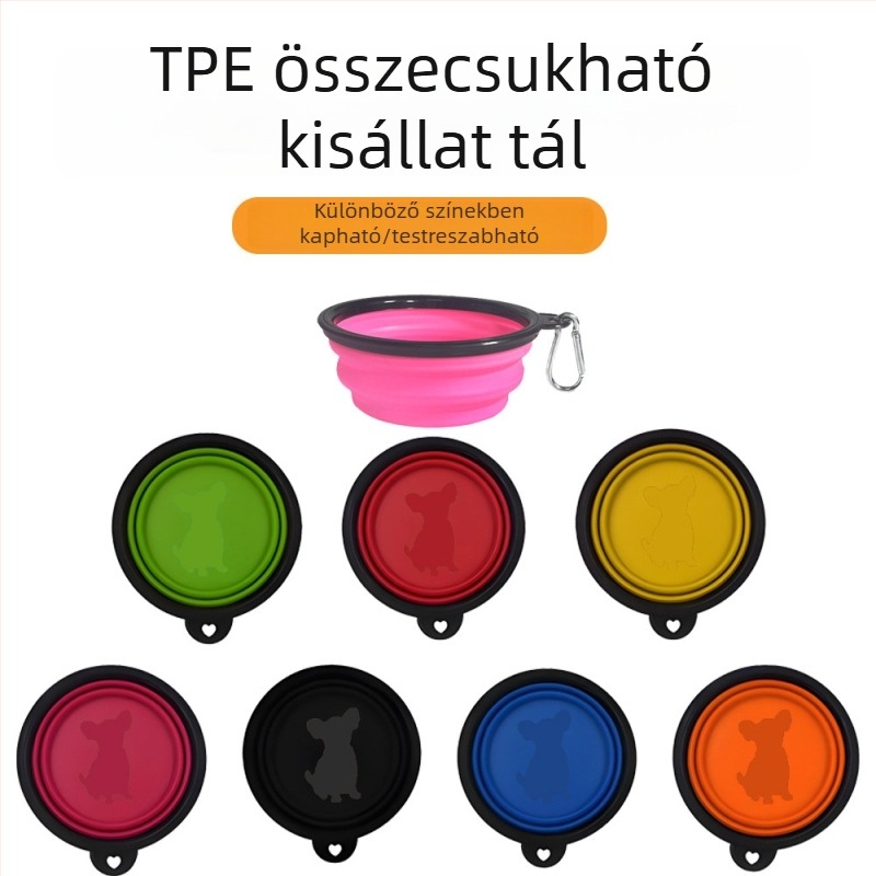 Összecsukható etetőtál macskáknak és kutyáknak – hordozható kültéri szilikonból