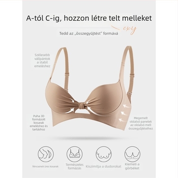 Női drót nélküli push-up melltartó, varrat nélküli kialakítás, anti-lógás, lyukacsos dizájn, puha tartás