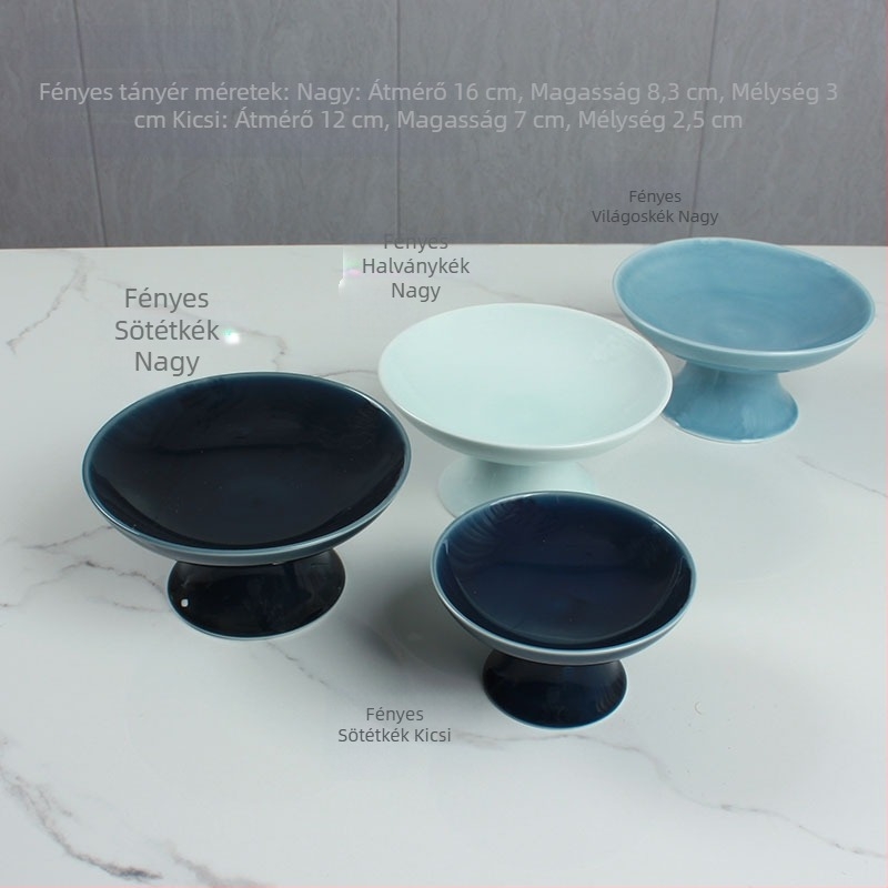 Porcelánból készült magas lábú gyümölcstál és snacktál, japán stílusú kerámia teás tál, kör alakú kreatív előételes tál