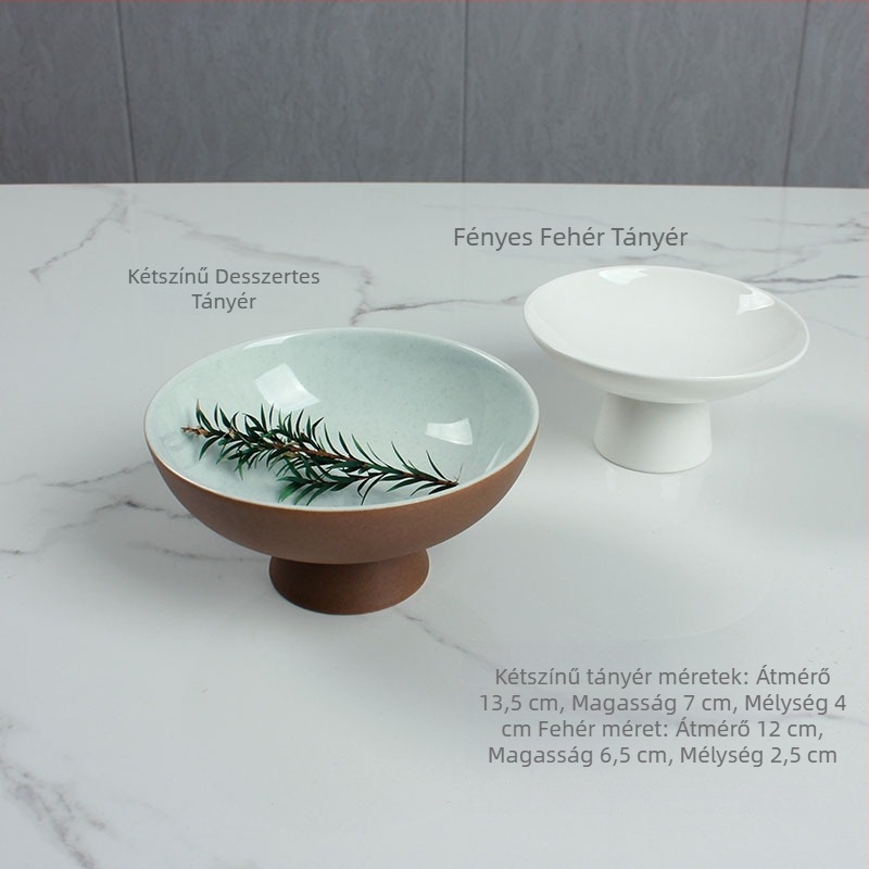 Porcelánból készült magas lábú gyümölcstál és snacktál, japán stílusú kerámia teás tál, kör alakú kreatív előételes tál