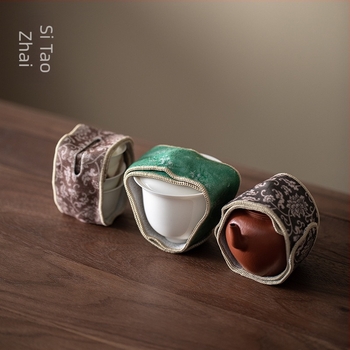 Sitaozhai velúr teáskanna és tál védőszalag, textil tea készlet kiegészítő, szabadtéri utazásokhoz