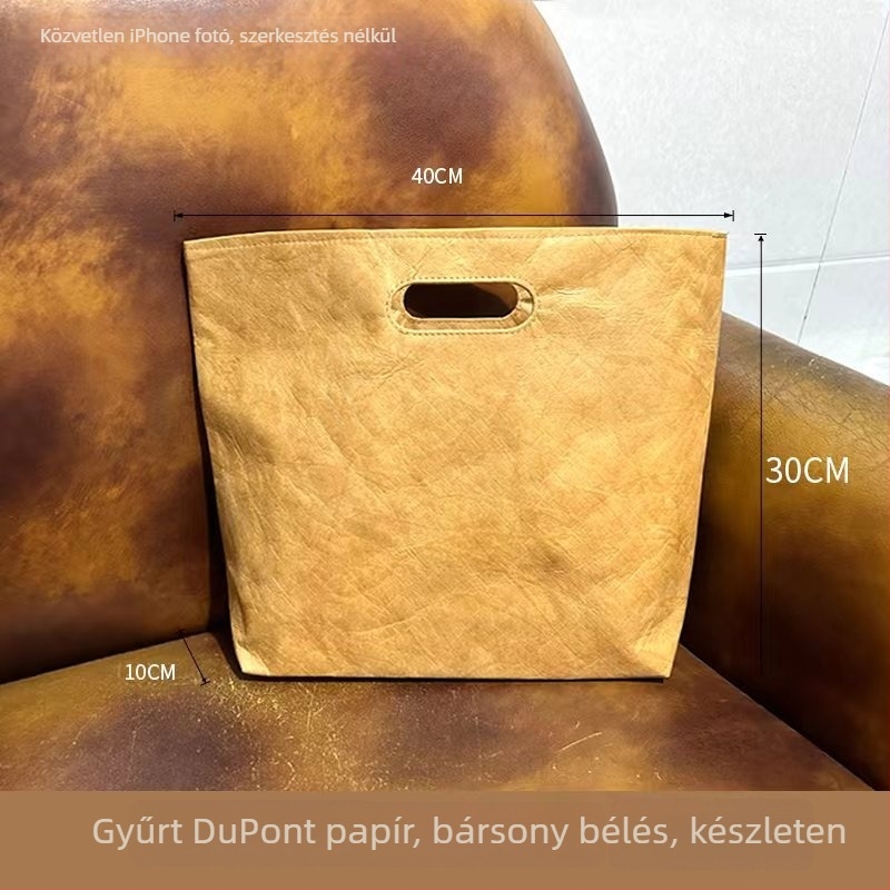 Dupont papírtáska egyedi logóval, retro stílusú, vízálló kraft papírból, környezetbarát reklám bevásárlótáska