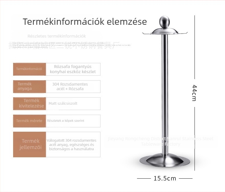 304 rozsdamentes acél konyhai eszközök készlet körtefa nyéllel — kanálok, spatulák, merőkanál és lyukas kanál