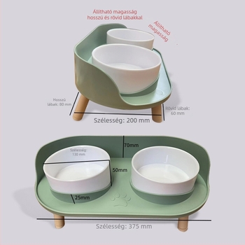 Öntésmentes, magasan álló macska- és kutyatál integrált víz- és ételtál