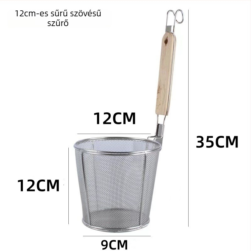 Rozsdamentes acélból készült Malatang szűrőcolander, tészta kosár és olajkosár, szűrő, csúszásmentes fogantyú, dupla kampó, hőálló