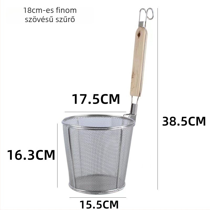 Rozsdamentes acélból készült Malatang szűrőcolander, tészta kosár és olajkosár, szűrő, csúszásmentes fogantyú, dupla kampó, hőálló