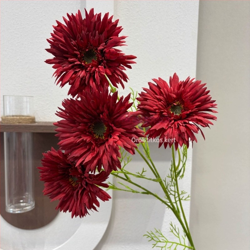 Négyfejű szatén művirágok: hibiszkusz, Francis krizantéma, margaréta, gerbera, napraforgó – esküvői és otthoni dekorációhoz