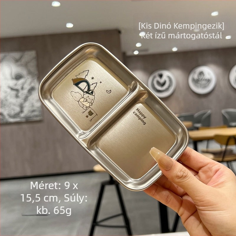 304 rozsdamentes acélból készült osztott mártásos tál, négyszögletes, grillhez és hot pot-hoz